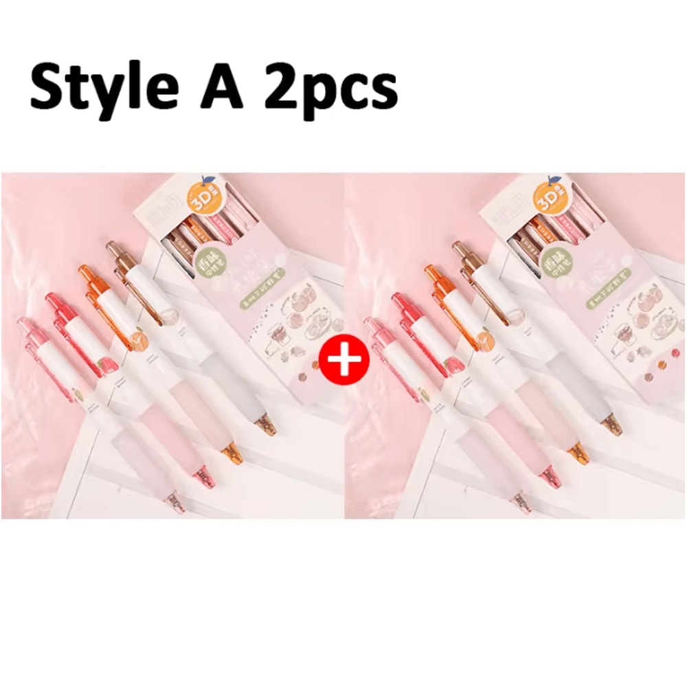 Creative 3D Fruit Scent Gel Pens 05mm Smooth Writing Kawaii Stationery Set 4