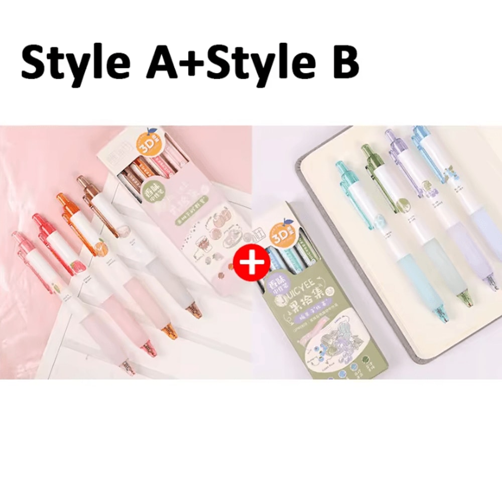 Creative 3D Fruit Scent Gel Pens 05mm Smooth Writing Kawaii Stationery Set 6