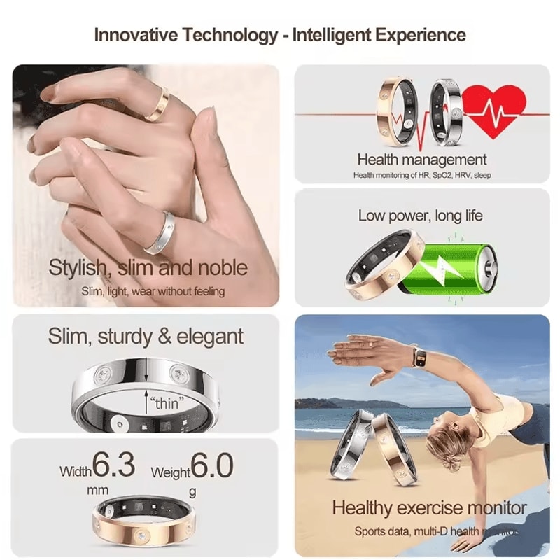 SlimSense HR01 Smart Health Ring UltraThin Waterproof Heart Rate Stress Tracker 1