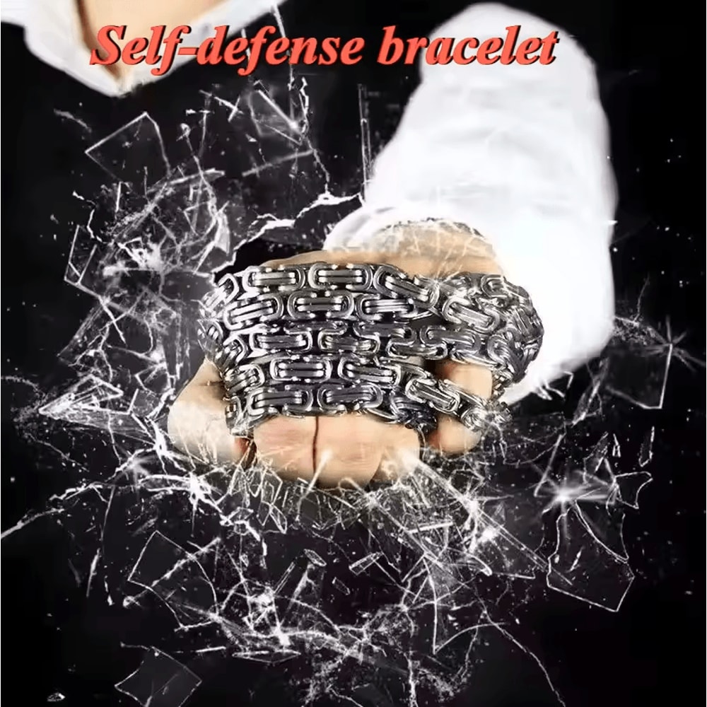 DragonGuard Stainless Steel Self Defense Bracelet 1M Tactical Whip Chain Unisex 0