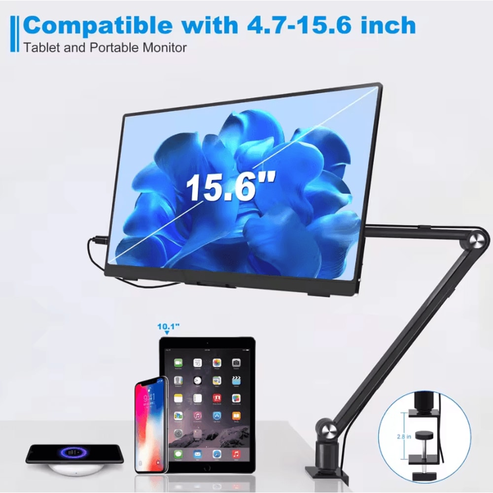 FlexiView Pro Aluminum Tablet Monitor Arm Stand 360 Rotating Long Arm Desk Mount Up To 16 2