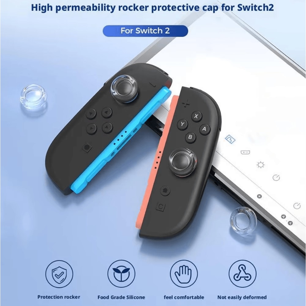 KawaiiGrip IINE Transparent Thumb Grip Caps For Switch 2 Soft Silicone AntiSlip Joystick Protector 2