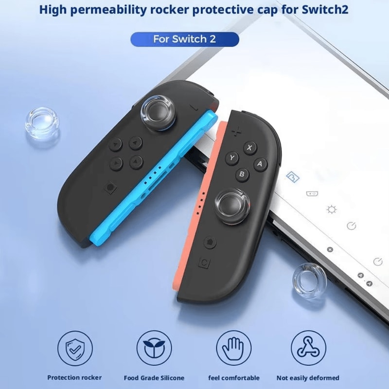 KawaiiGrip IINE Transparent Thumb Grip Caps For Switch 2 Soft Silicone AntiSlip Joystick Protector 2