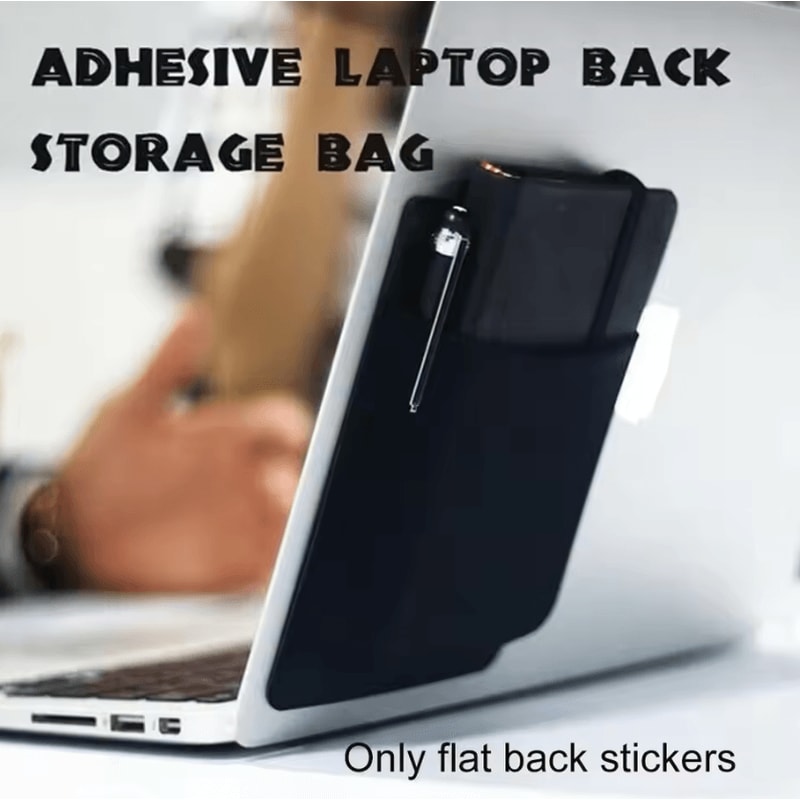 Adhesive Laptop Storage Pouch StickOn Mouse Hard Drive Organizer Sleeve 1