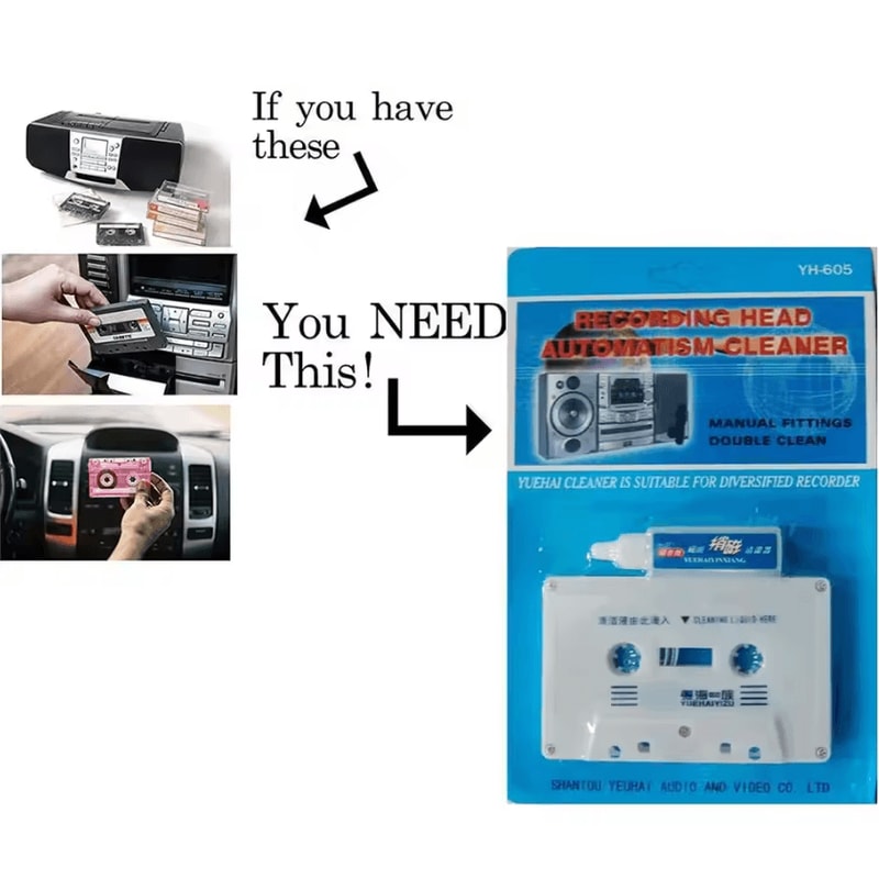 Car Cassette Head Cleaner Tape WetDry Audio Cleaning Adapter For Clear Sound 2