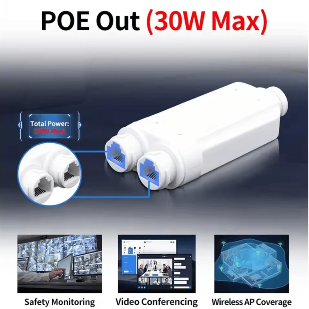 IP66 Waterproof 2Port PoE Extender Splitter 1to2 Network Repeater For Outdoor CCTV 2
