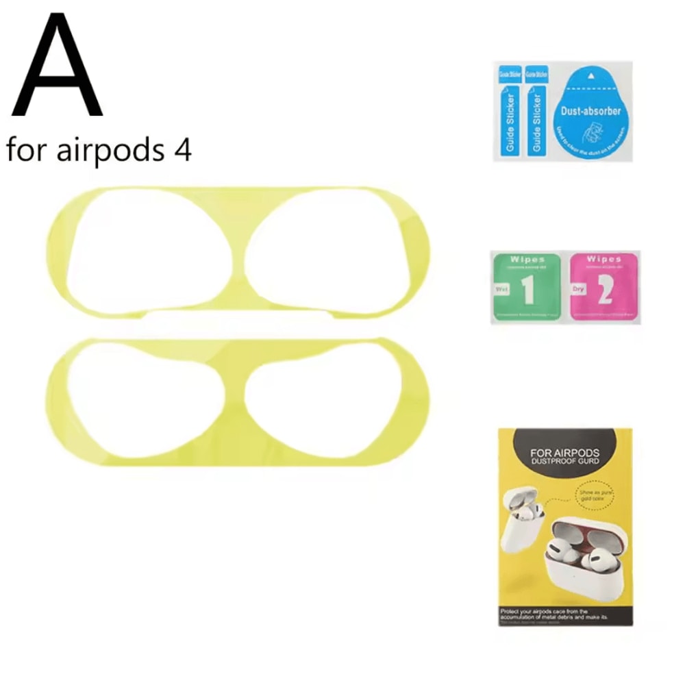 Precision Metal DustProof Stickers For AirPods 4 AntiDust Charging Port Protection Kit 4