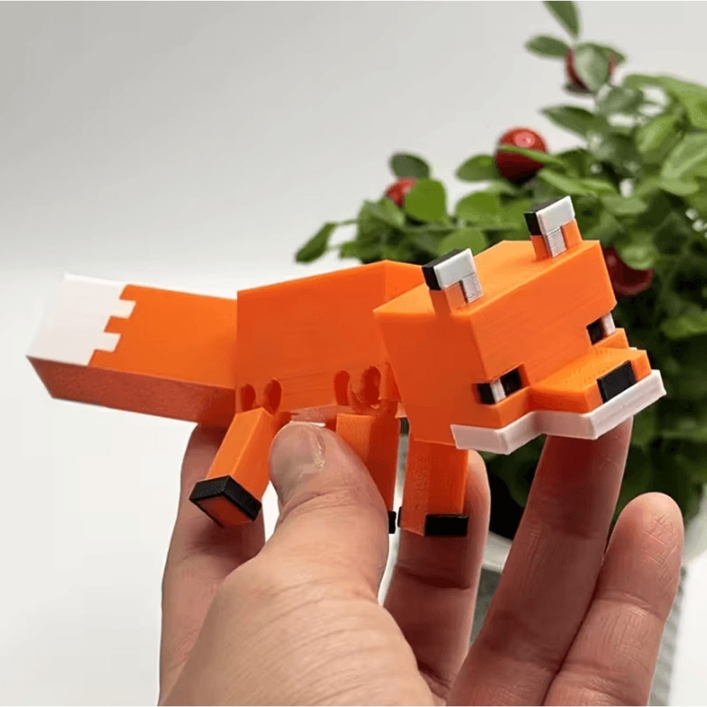 Pixel 3D Fox Decorative Figurine Durable AntiBreak Home Gift Ornament 0
