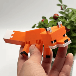 pixel 3d fox decorative figurine – durable anti-break home & gift ornament