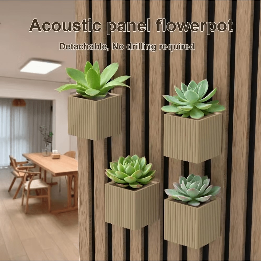 Square Acoustic Panel Planter Shelf Decorative Soundproof Storage Rack With Succulent Holder 1