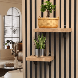 4pcs no-drill acoustic panel shelf brackets – multi-use storage hooks for wood boards & plant holders