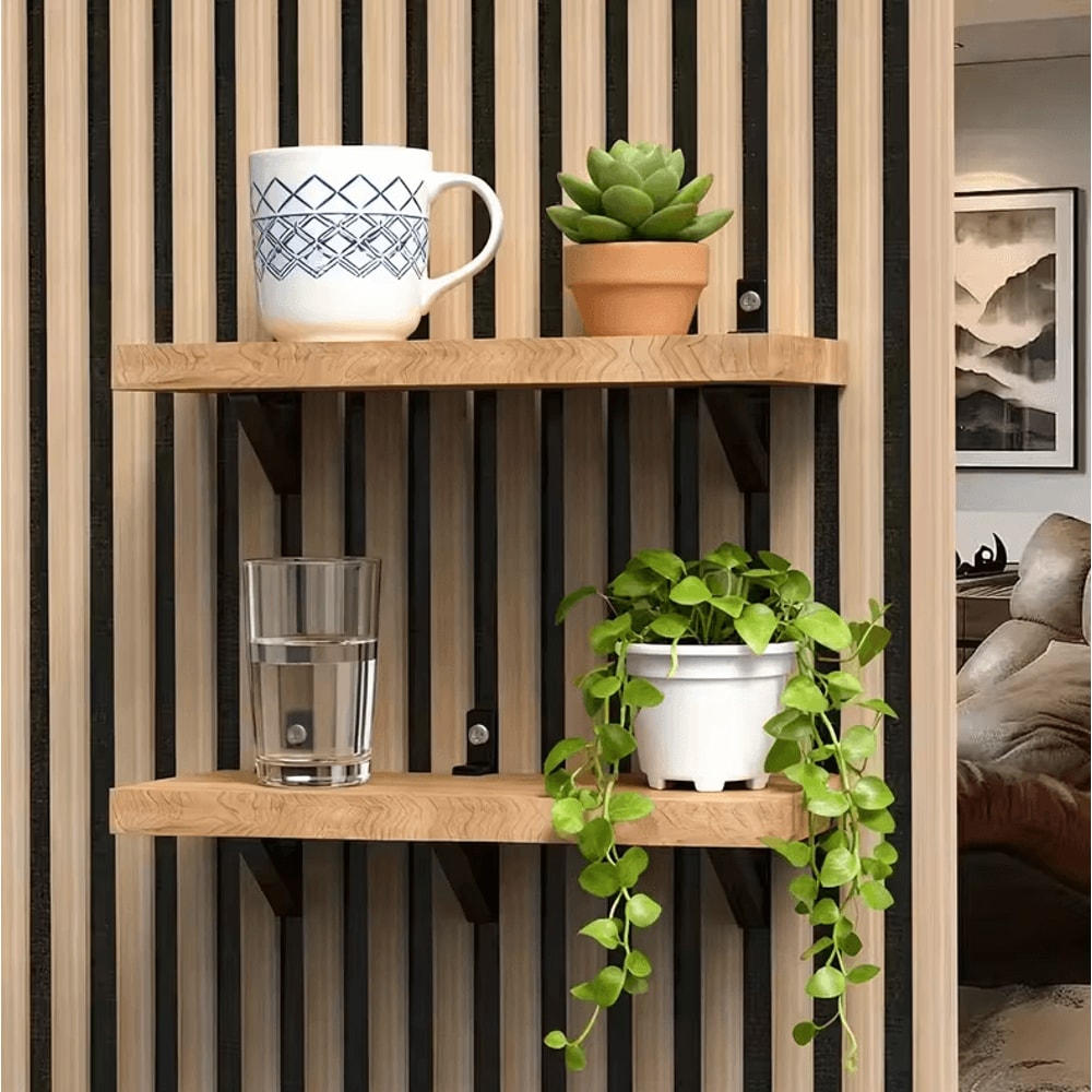 4PCS NoDrill Acoustic Panel Shelf Brackets MultiUse Storage Hooks For Wood Boards Plant Holders 1