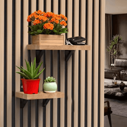 2pcs no-drill acoustic panel shelf brackets – multi-use storage hooks for wood boards & plant holders