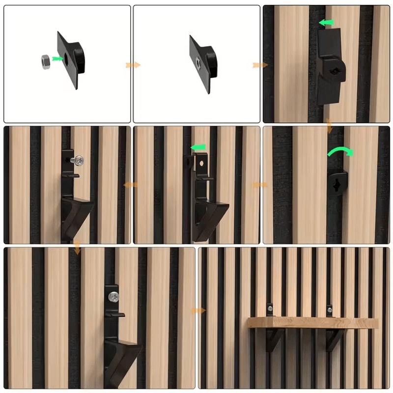 2PCS NoDrill Acoustic Panel Shelf Brackets MultiUse Storage Hooks For Wood Boards Plant Holders 3