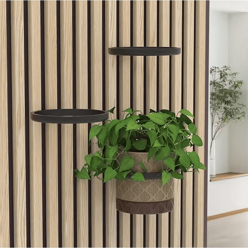 2PCS NoDrill Acoustic Panel Plant Rings RustProof Holder For Soundproof Boards Wall Gaps 1