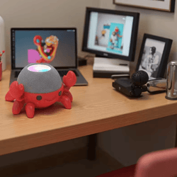 cute crab audio stand for alexa echo dot 4/5 – durable decorative speaker holder