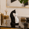 Minimalist Black White Cat Sculpture Modern Desk Home Decor Accent 0