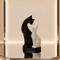 Minimalist Black White Cat Sculpture Modern Desk Home Decor Accent 1