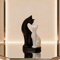 Minimalist Black White Cat Sculpture Modern Desk Home Decor Accent 1