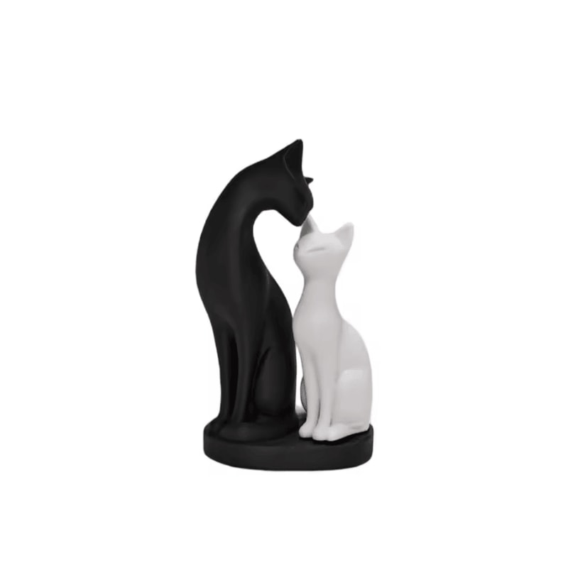Minimalist Black White Cat Sculpture Modern Desk Home Decor Accent 4