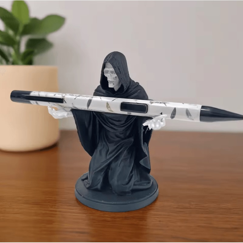 Funny Grim Reaper Death Pen Holder Dark Humor Desk Organizer 0