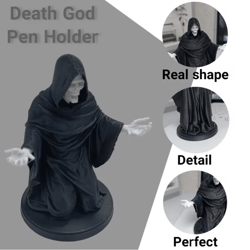 Funny Grim Reaper Death Pen Holder Dark Humor Desk Organizer 2