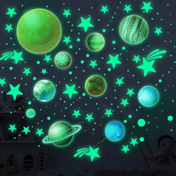 glow-in-the-dark star & planet wall stickers – diy luminous pvc room decor