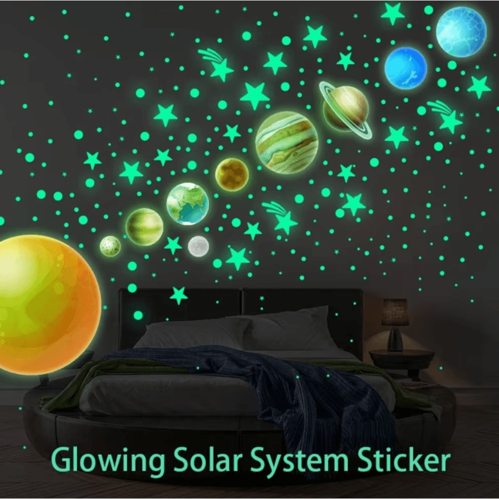 GlowintheDark Star Planet Wall Stickers DIY Luminous PVC Room Decor 1