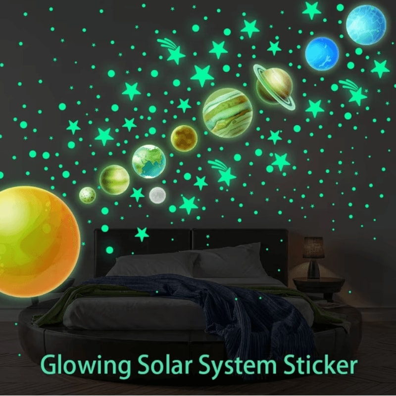 GlowintheDark Star Planet Wall Stickers DIY Luminous PVC Room Decor 1
