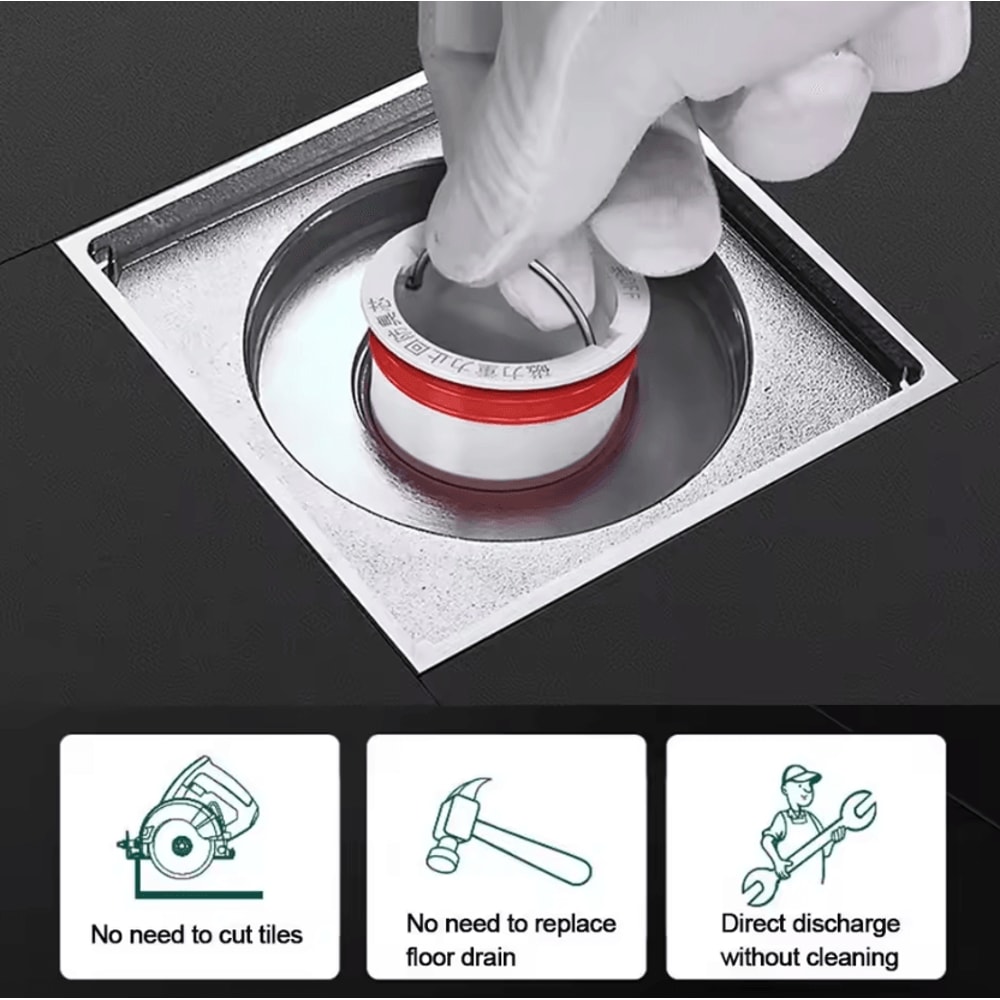 AntiOdor Floor Drain Core SelfClosing Sewer Valve AntiClog Filter 2