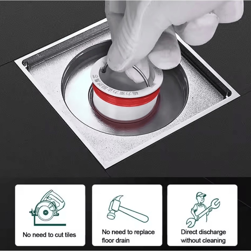 AntiOdor Floor Drain Core SelfClosing Sewer Valve AntiClog Filter 2