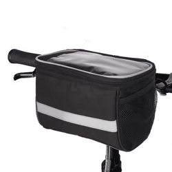 reflective bicycle handlebar bag – waterproof front tube storage for cycling essentials