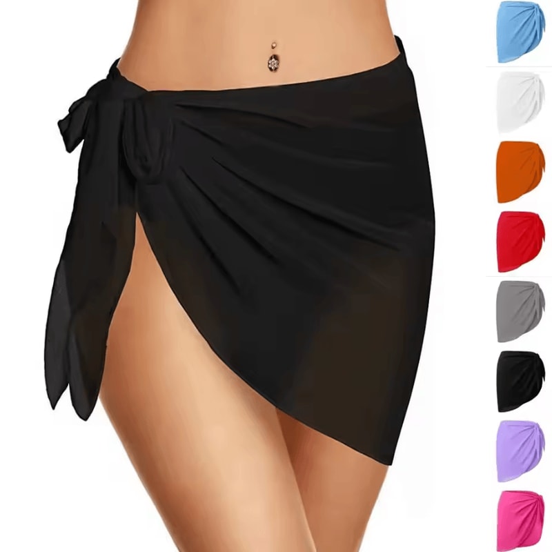 Sheer Chiffon Short Sarong Lightweight Bikini CoverUp Wrap Skirt For Women 0