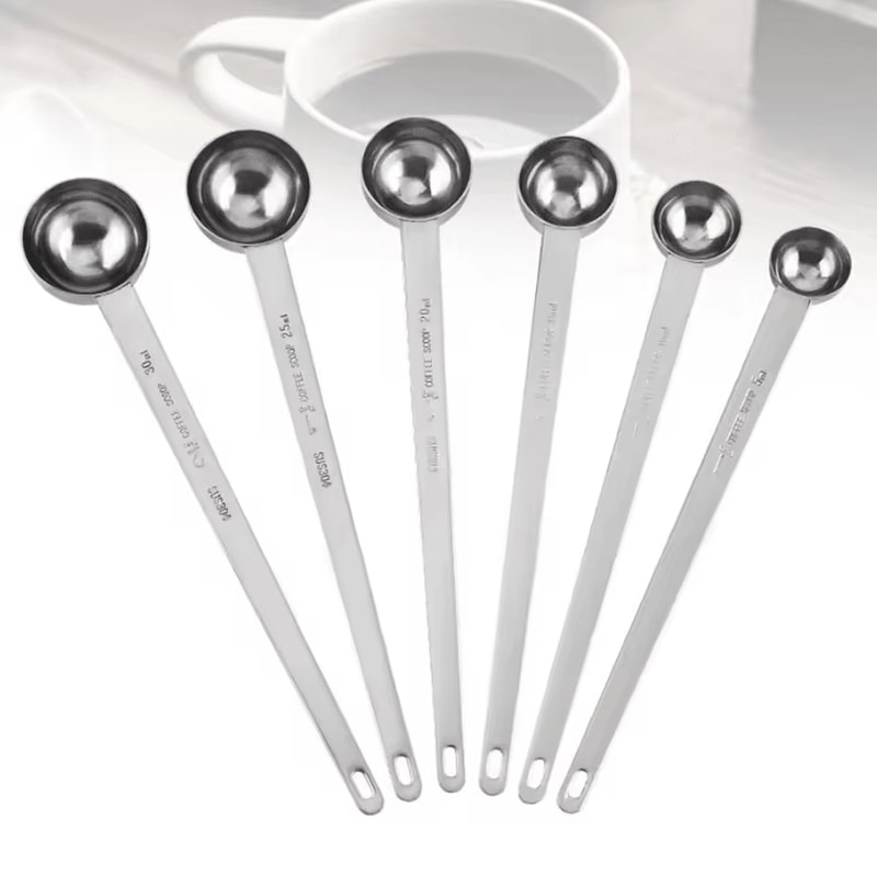 Precision Stainless Steel Measuring Spoon Set Long Handle Coffee Kitchen Scoop 530ml 0