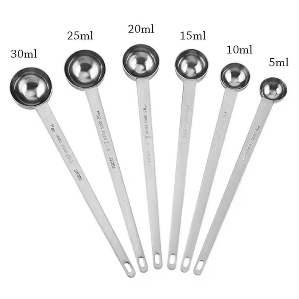 Precision Stainless Steel Measuring Spoon Set Long Handle Coffee Kitchen Scoop 530ml 1