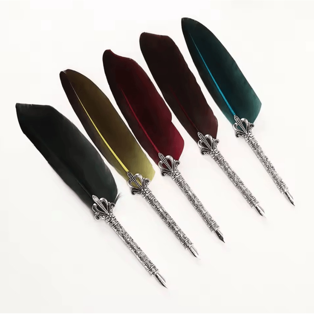 Luxury Vintage Feather Quill Pen Set With Gift Box Calligraphy Signature Writing Kit 0