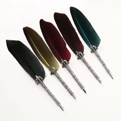 luxury vintage feather quill pen set with gift box – calligraphy signature writing kit