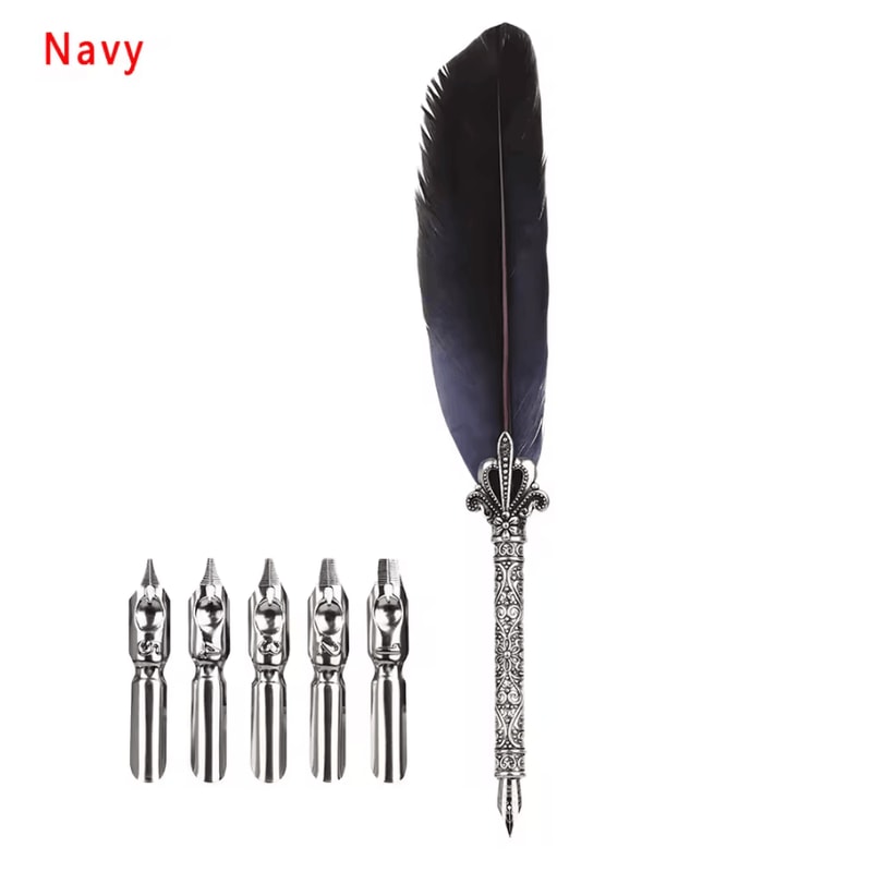 Luxury Vintage Feather Quill Pen Set With Gift Box Calligraphy Signature Writing Kit 11