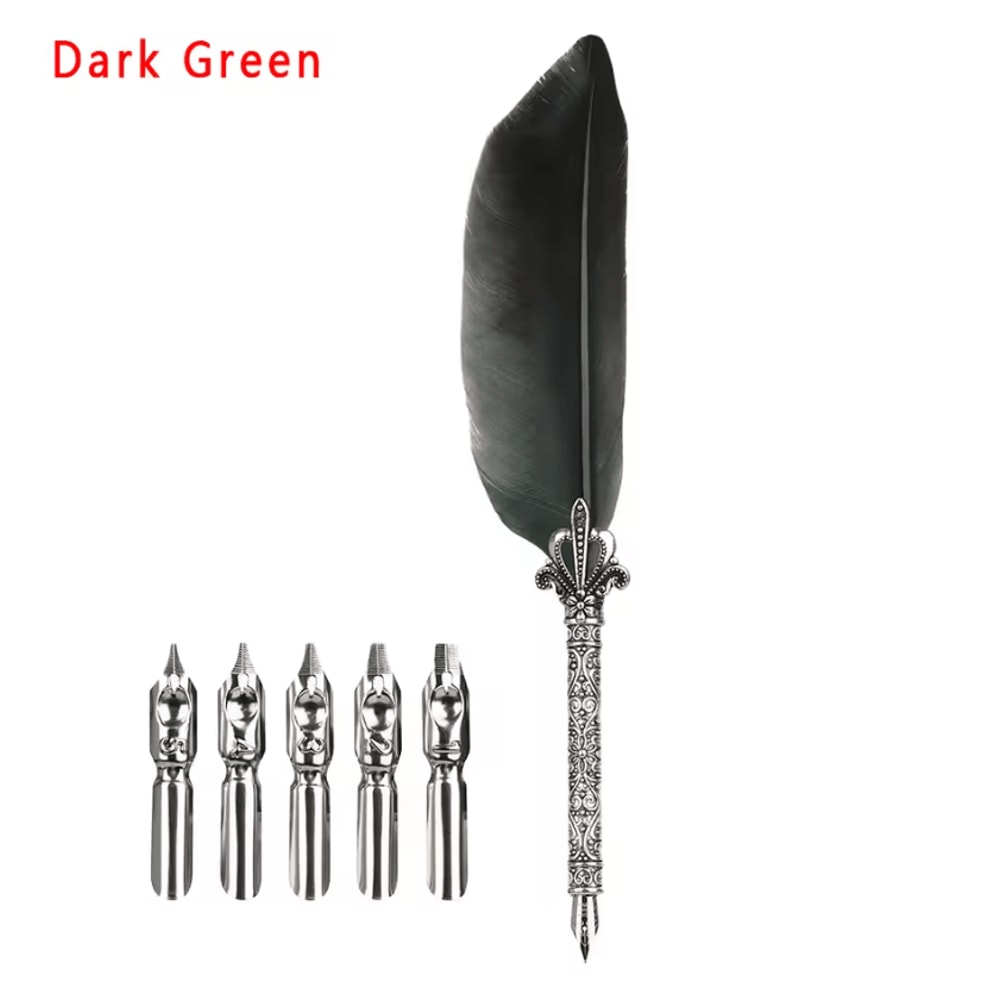 Luxury Vintage Feather Quill Pen Set With Gift Box Calligraphy Signature Writing Kit 4