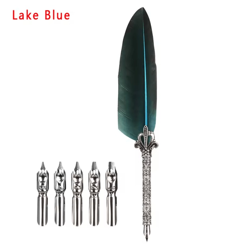 Luxury Vintage Feather Quill Pen Set With Gift Box Calligraphy Signature Writing Kit 7