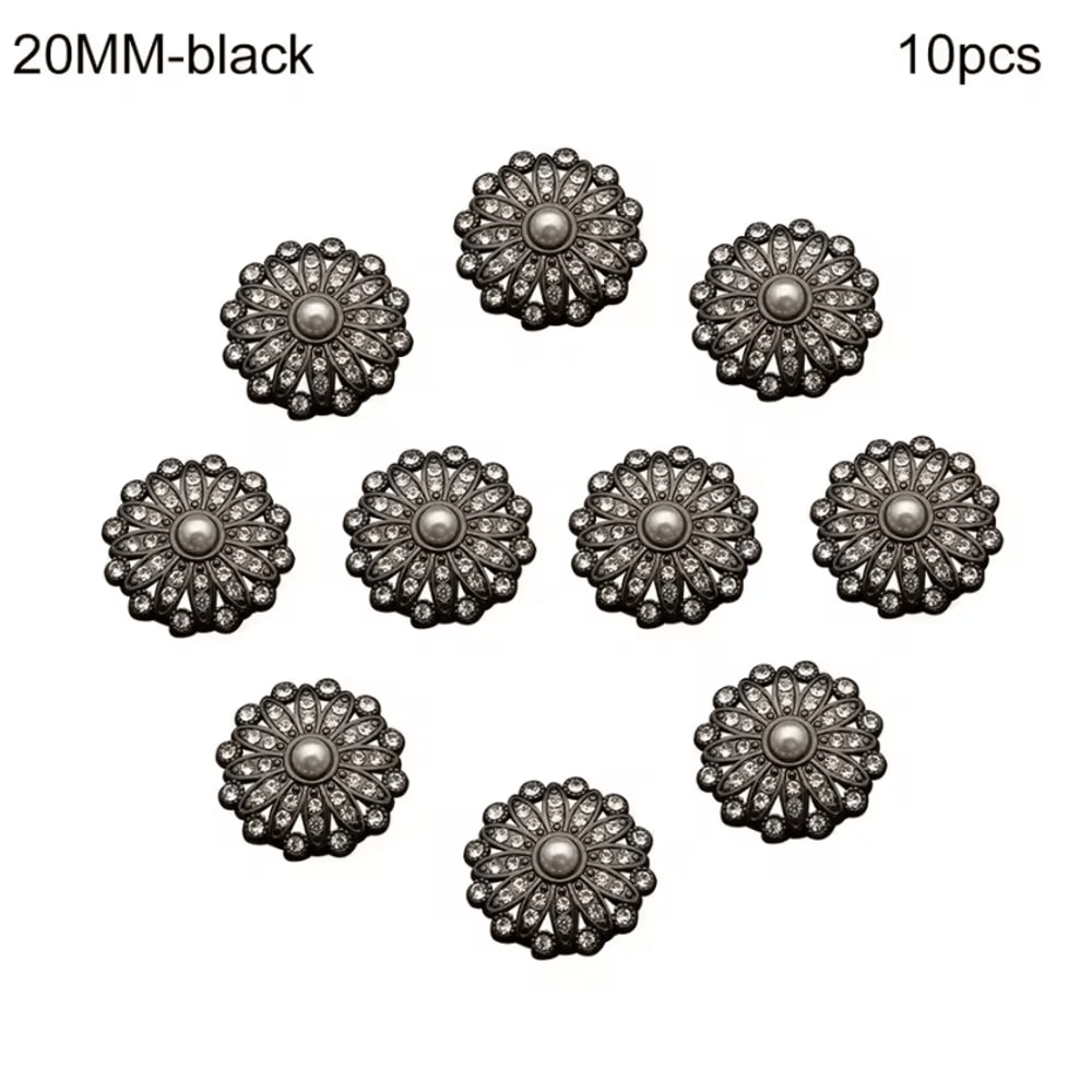 Vintage Pearl Diamond Metal Buttons Set Elegant DIY Sewing Clothing Accessories 10pcs 9