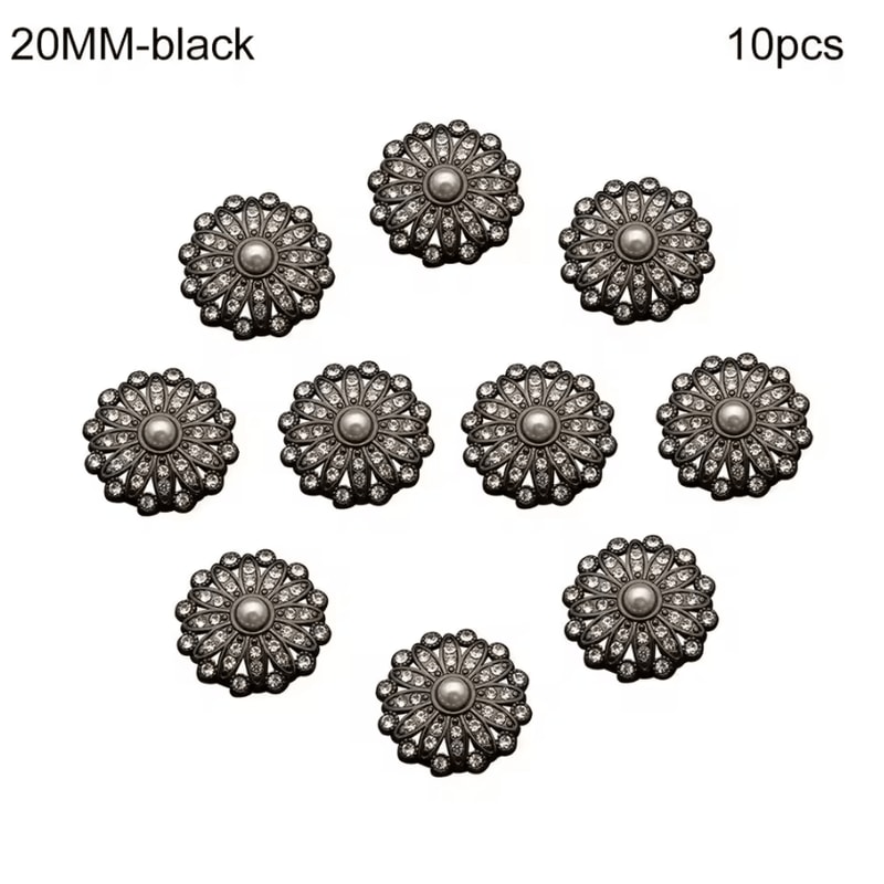 Vintage Pearl Diamond Metal Buttons Set Elegant DIY Sewing Clothing Accessories 10pcs 9