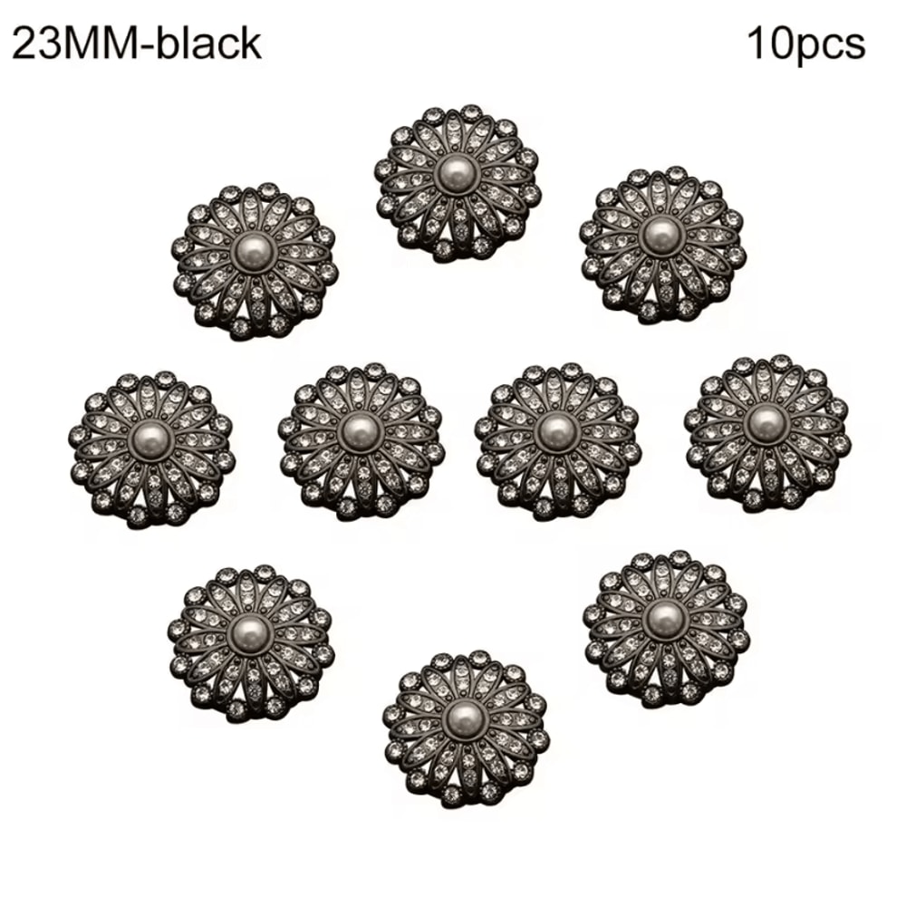 Vintage Pearl Diamond Metal Buttons Set Elegant DIY Sewing Clothing Accessories 10pcs 10