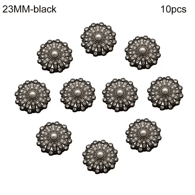 Vintage Pearl Diamond Metal Buttons Set Elegant DIY Sewing Clothing Accessories 10pcs 10