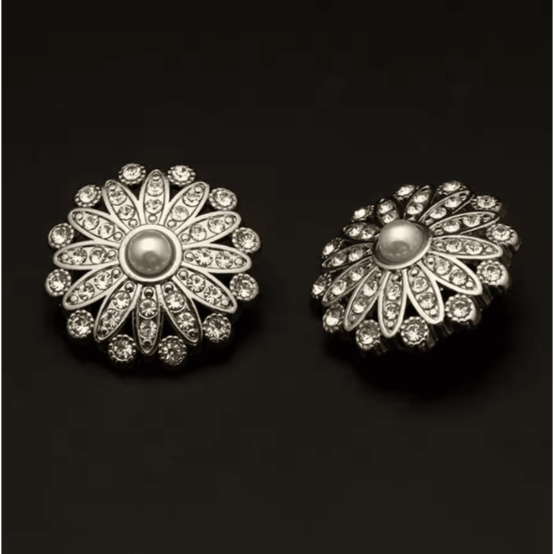 Vintage Pearl Diamond Metal Buttons Set Elegant DIY Sewing Clothing Accessories 10pcs 1