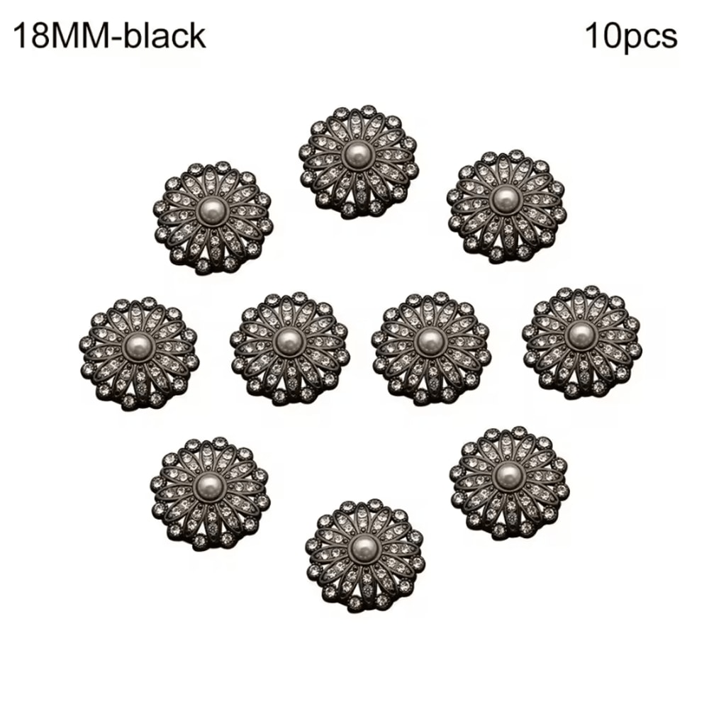 Vintage Pearl Diamond Metal Buttons Set Elegant DIY Sewing Clothing Accessories 10pcs 2
