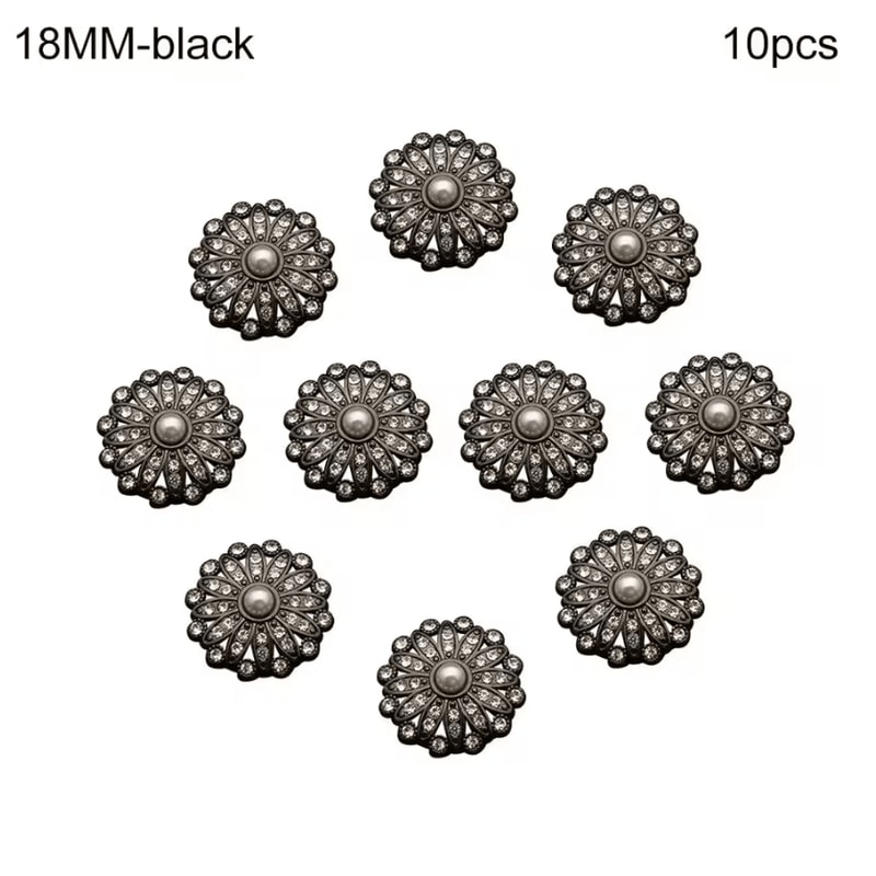 Vintage Pearl Diamond Metal Buttons Set Elegant DIY Sewing Clothing Accessories 10pcs 2