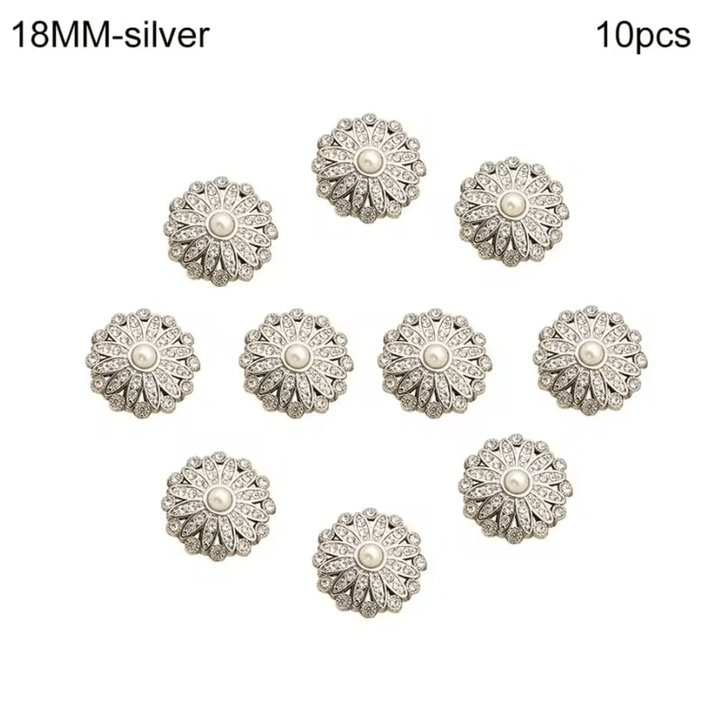 Vintage Pearl Diamond Metal Buttons Set Elegant DIY Sewing Clothing Accessories 10pcs 3