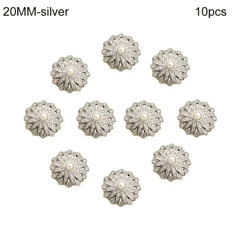 Vintage Pearl Diamond Metal Buttons Set Elegant DIY Sewing Clothing Accessories 10pcs 4