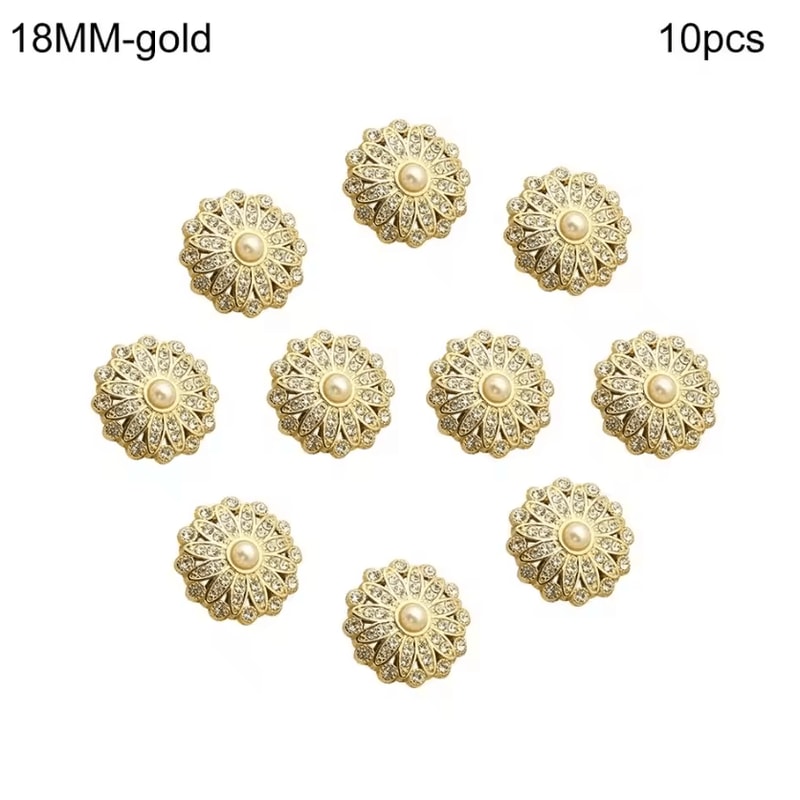 Vintage Pearl Diamond Metal Buttons Set Elegant DIY Sewing Clothing Accessories 10pcs 6